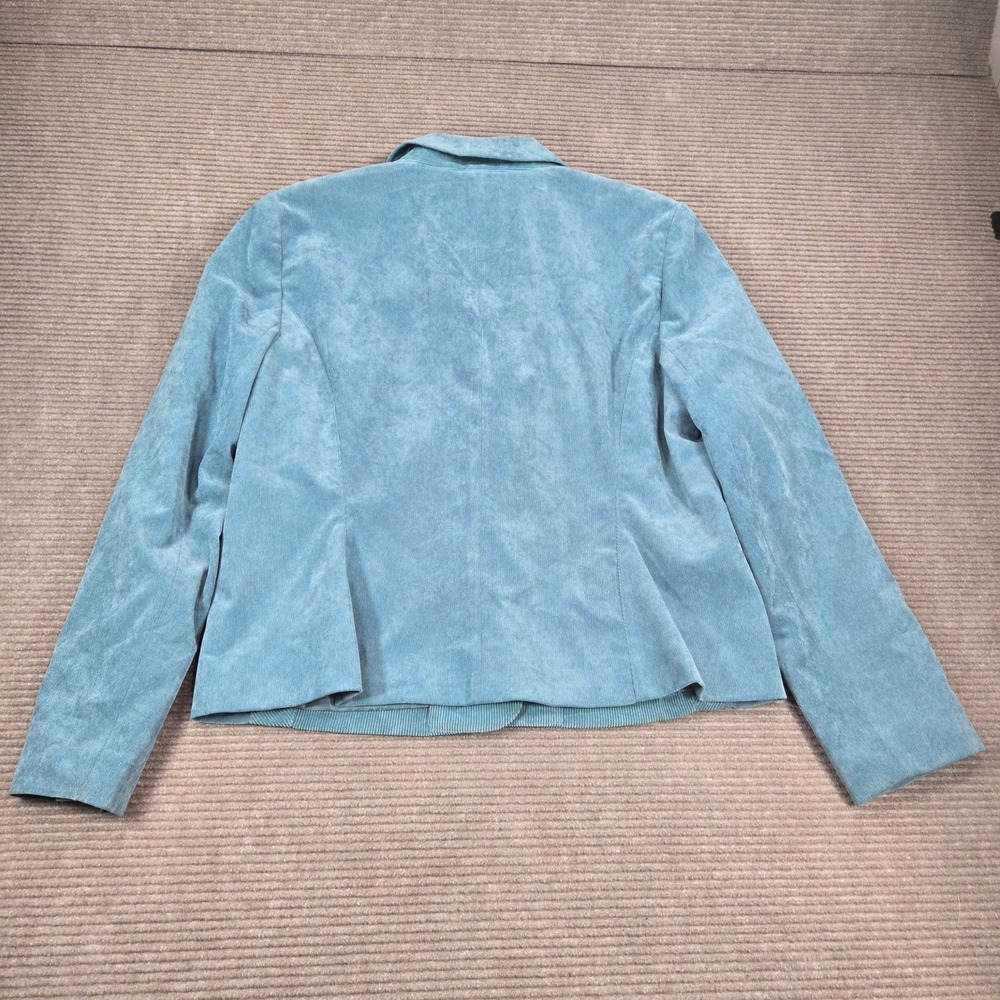 R.Q.T Women Large Blue Corduroy Ribbed Trim Two Button Blazer Jacket - Picture 7 of 9